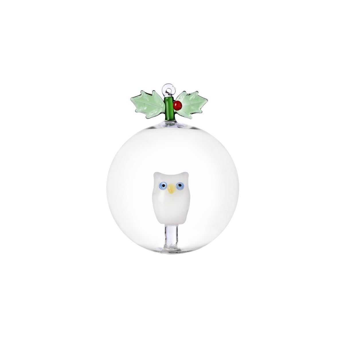Pallina di Natale Ichendorf in vetro borosilicato con gufo 9 cm