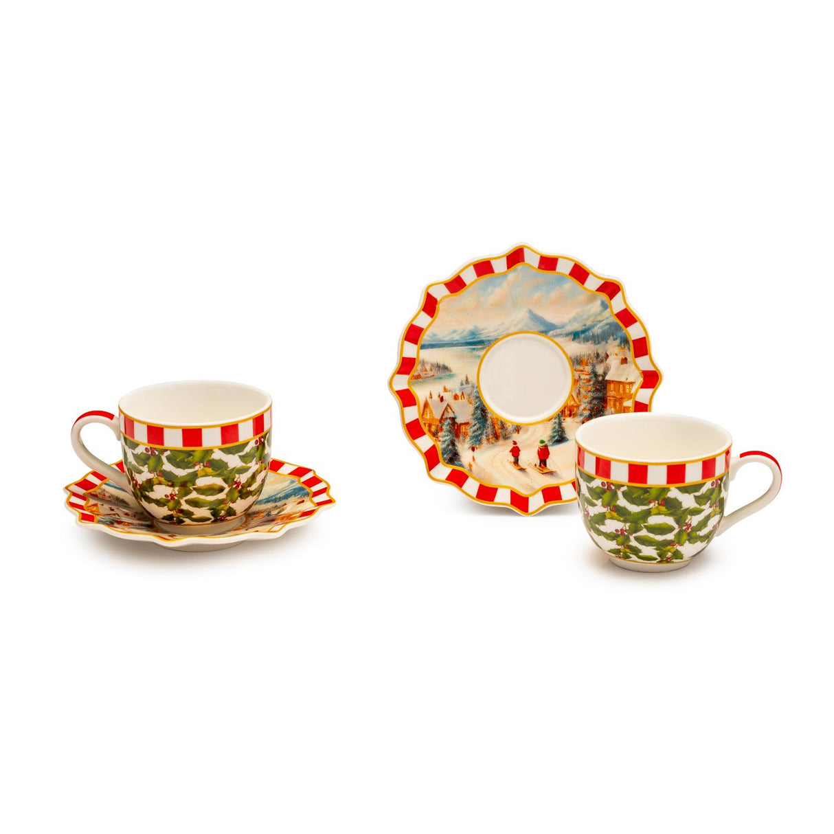 Tazzina caffè con piattino Palais Royal in porcellana decoro natalizio 100 ml