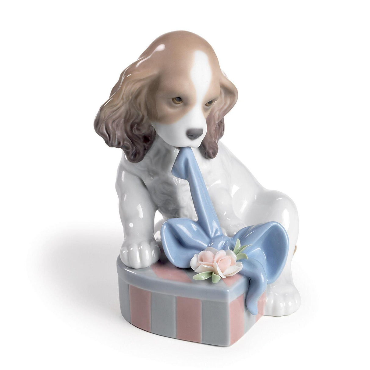 Statuetta cane Cocker Lladrò in porcellana con pacco regalo 13x12 cm