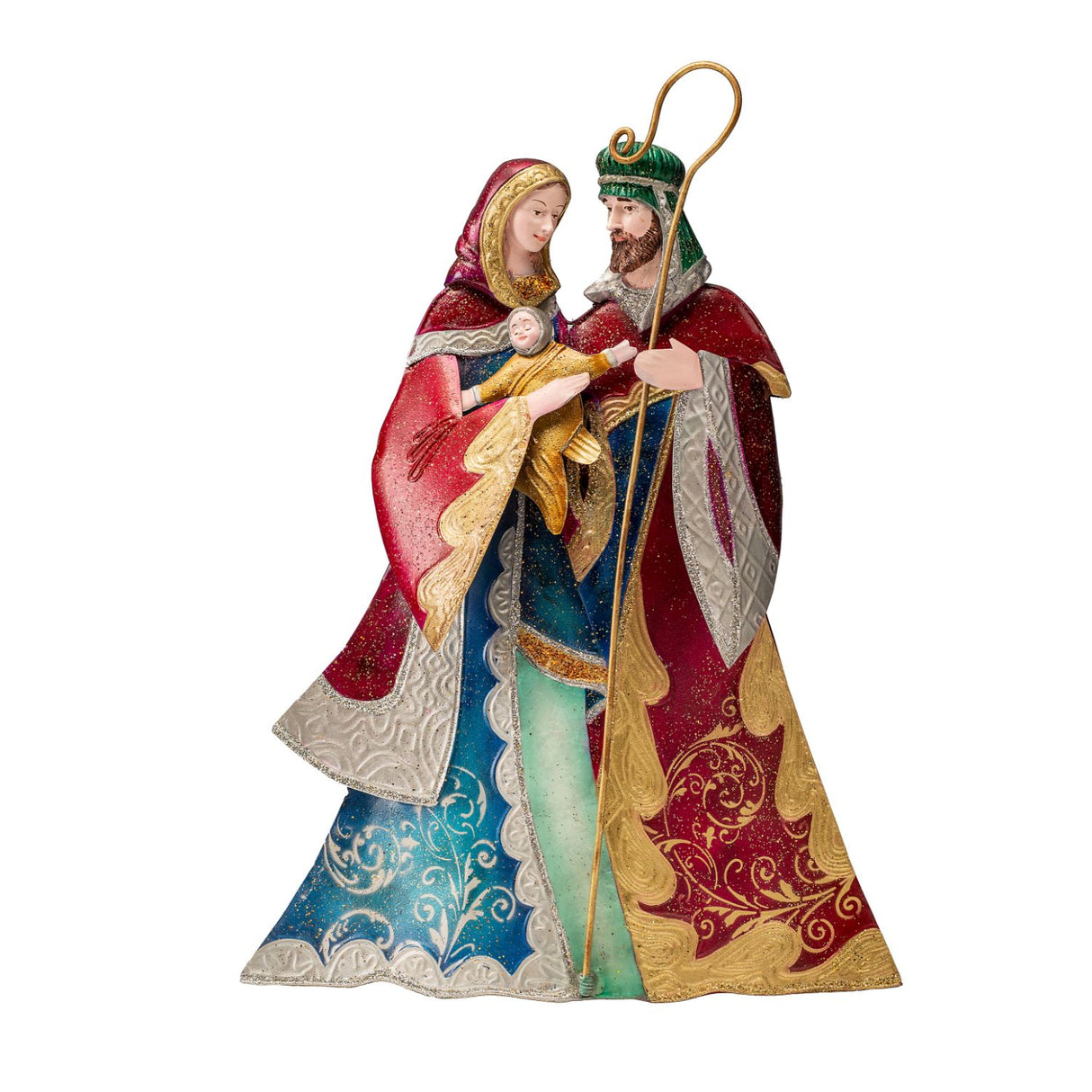 Natività Noel in metallo multicolore altezza 34 cm
