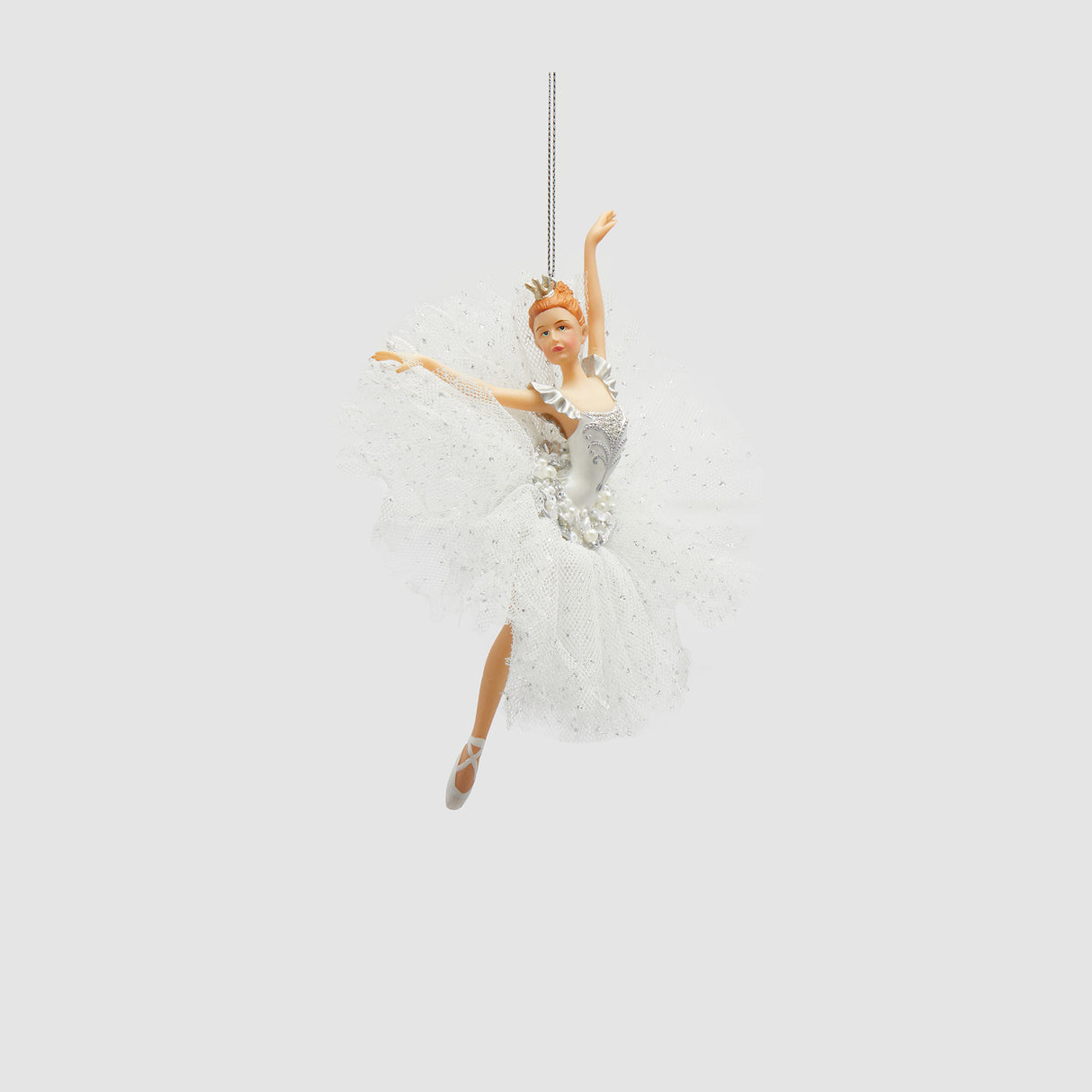 Addobbo ballerina EDG Enzo De Gasperi in resina bianca 18 cm