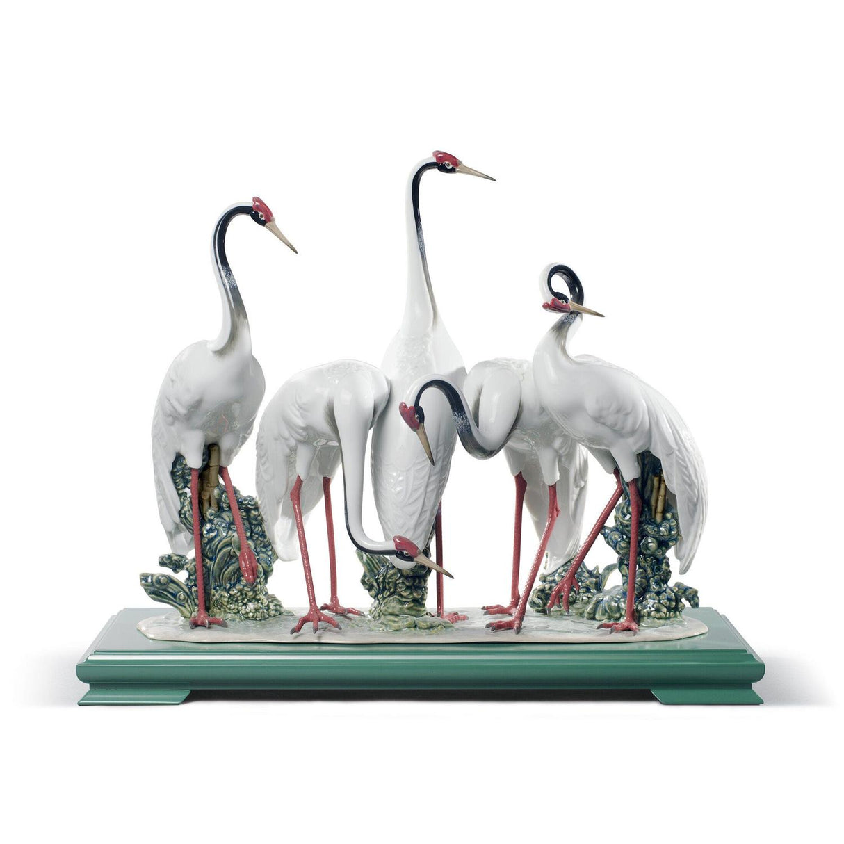 Scultura Gru di Gru Lladrò in porcellana bianca 45x22 cm