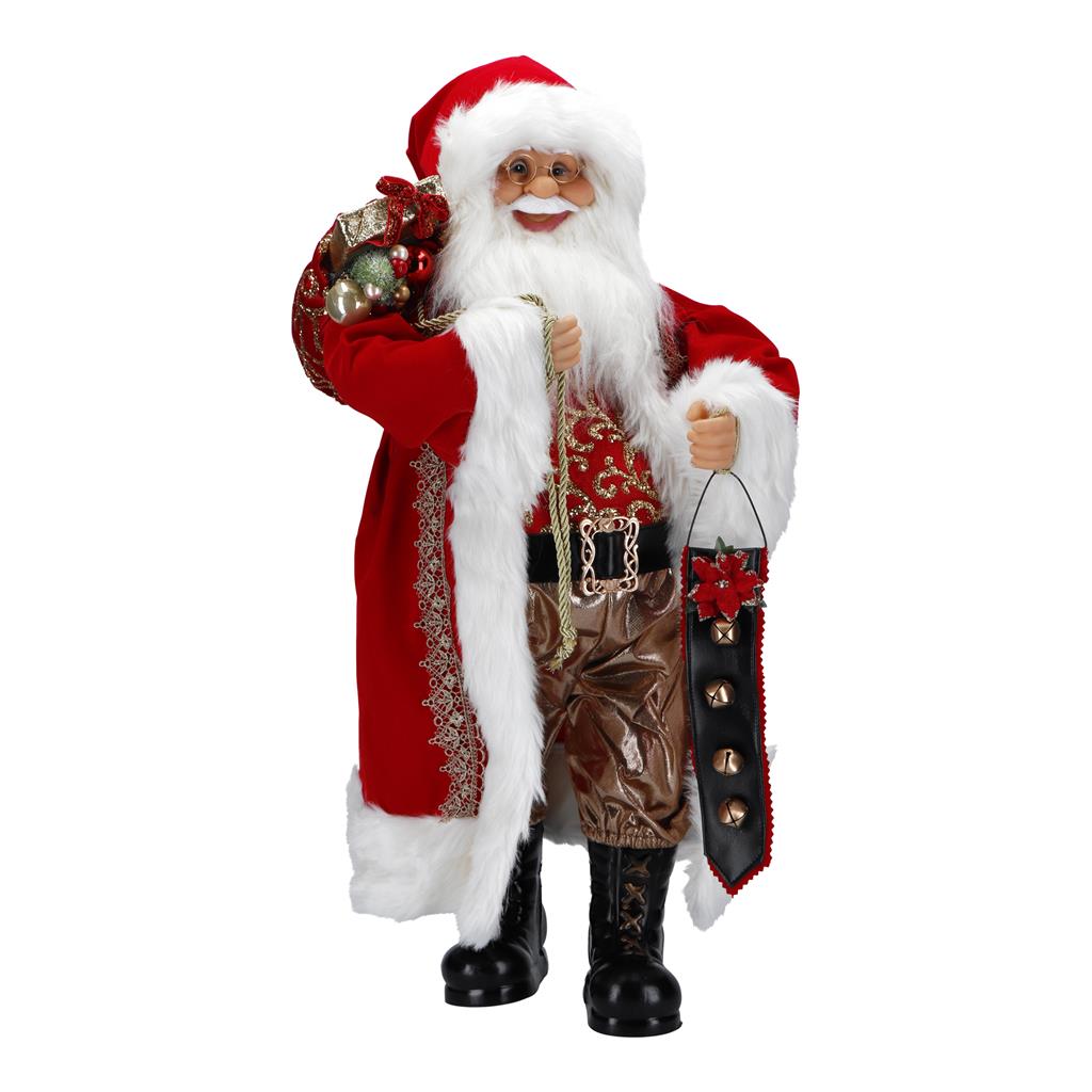 Babbo Natale con sacco regali Timstor in poliestere rosso 63 cm