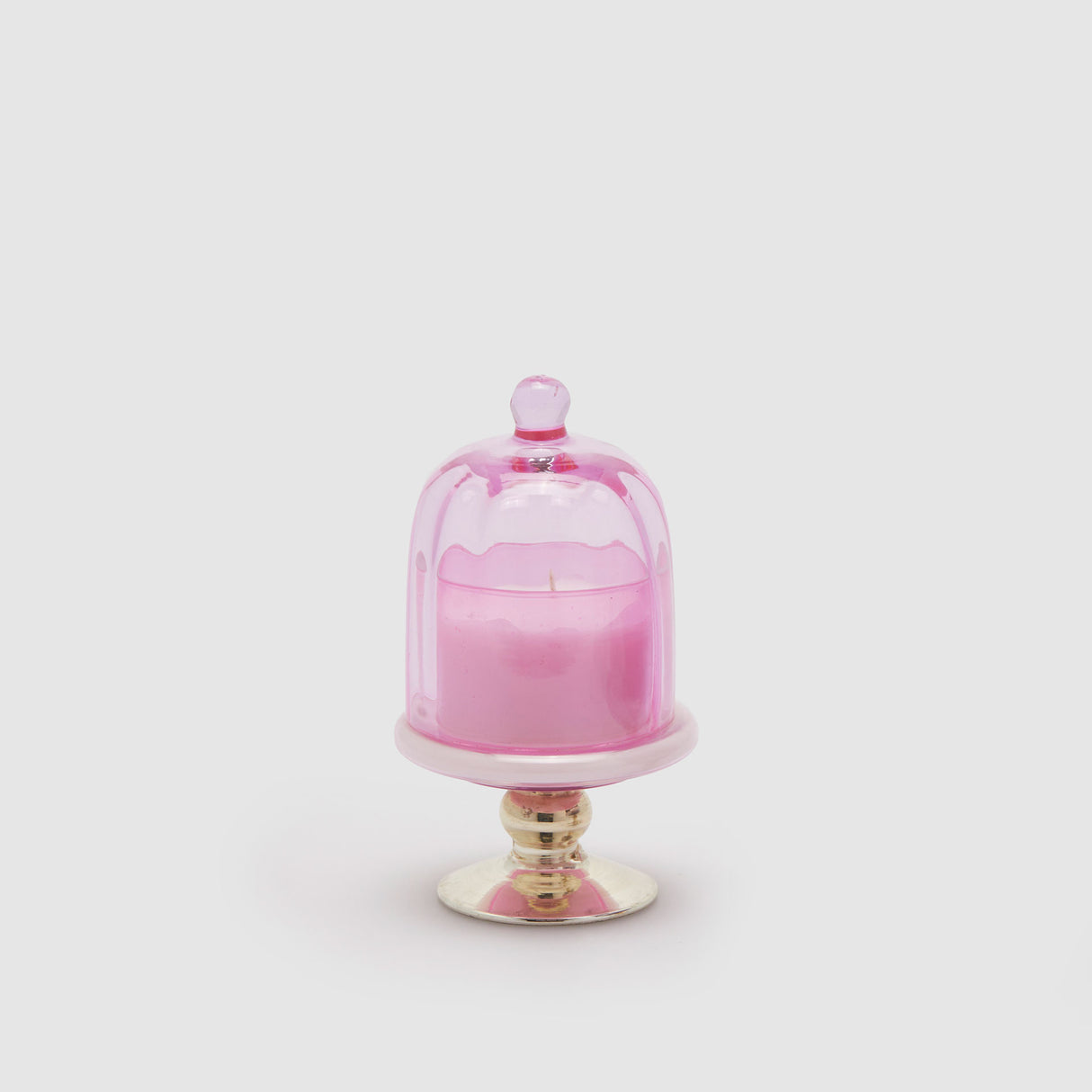 Candela profumata EDG a forma di alzata in vetro rosa 16x9 cm