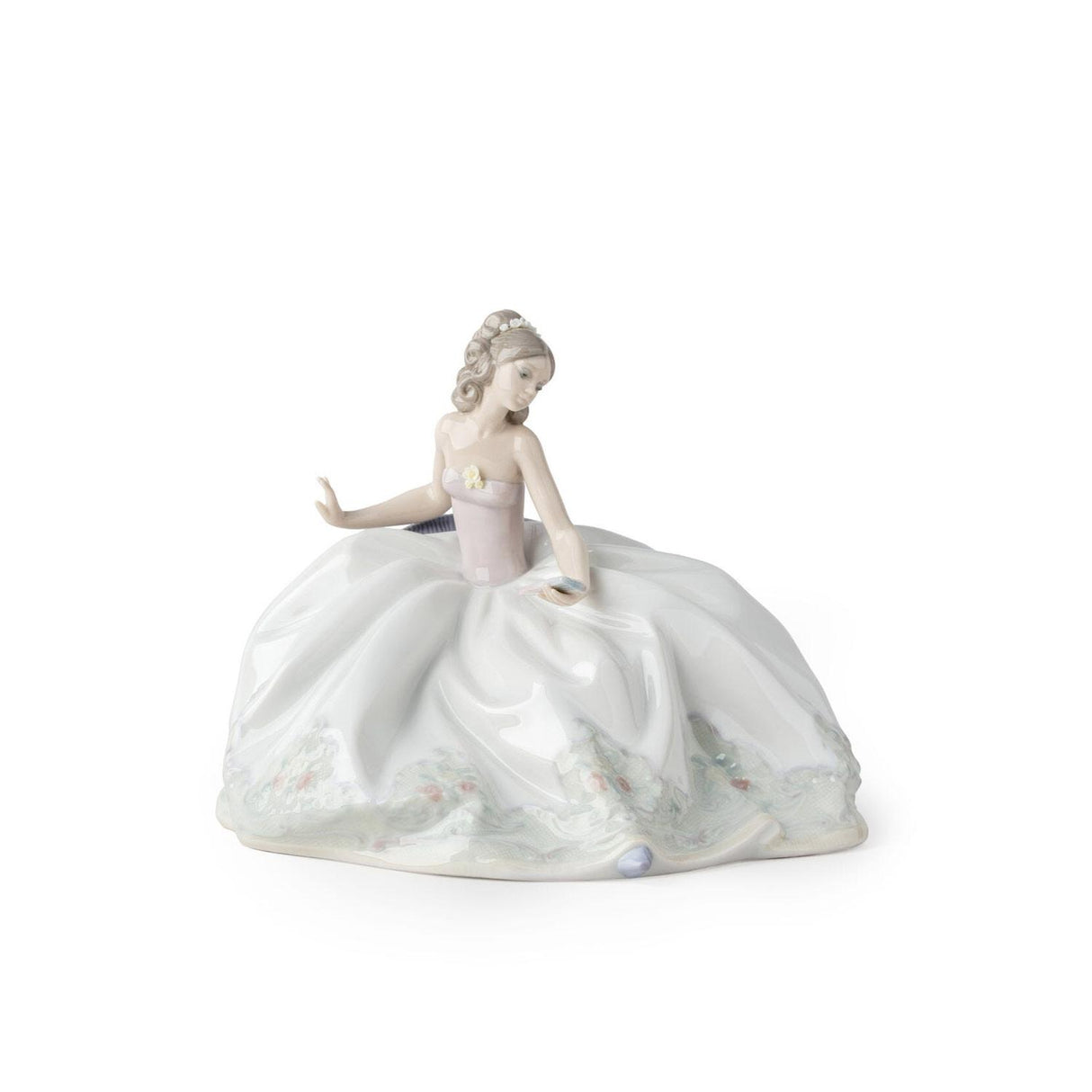 Statuetta Dama Lladrò in porcellana lucida colori pastello 16x20 cm