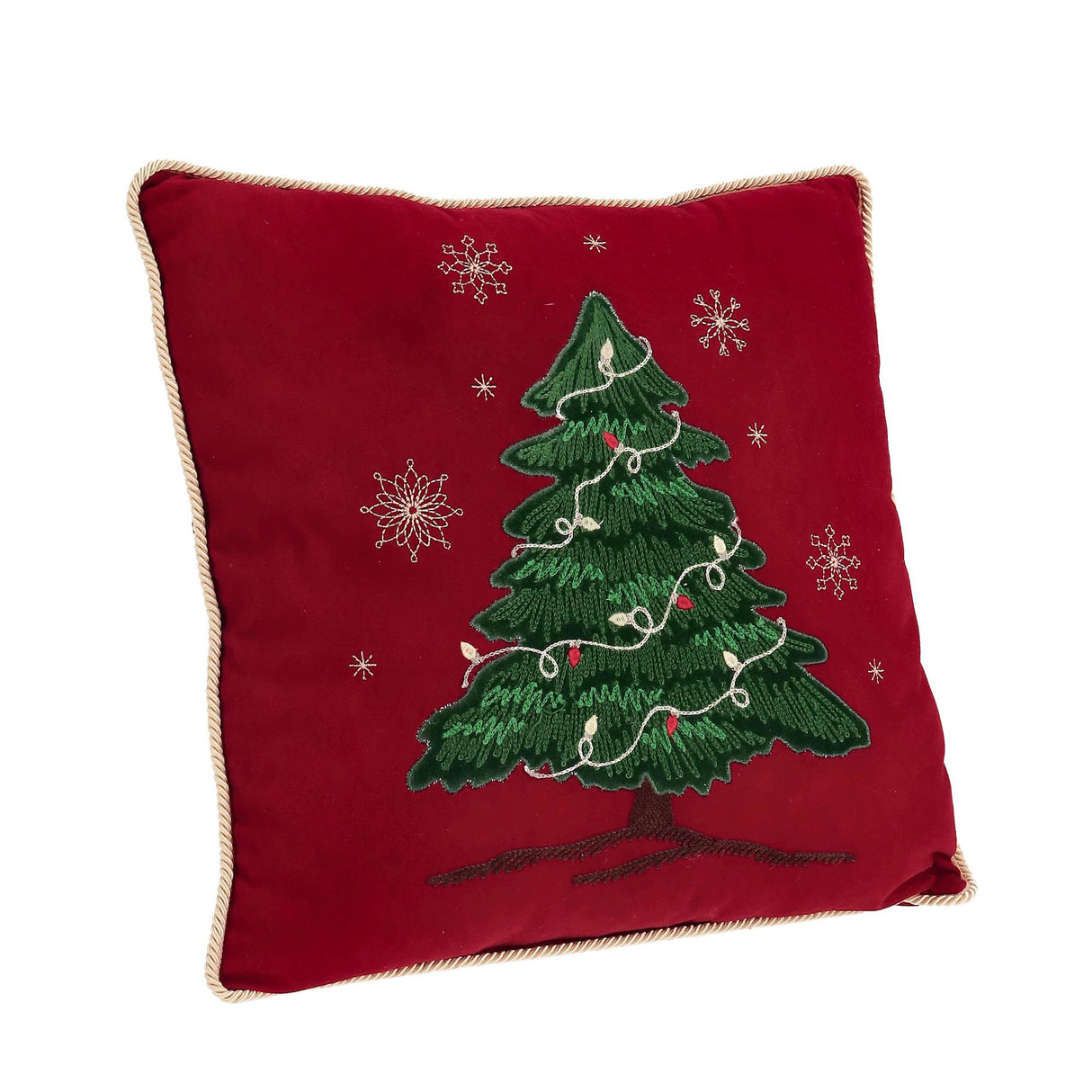 Cuscino natalizio Bizzotto in tessuto rosso con ricami pino 45x45 cm