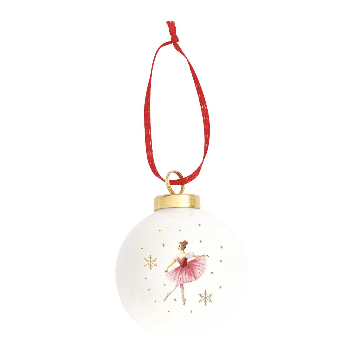 Pallina di Natale Ballerina Easy Life in porcellana decorata 7 cm