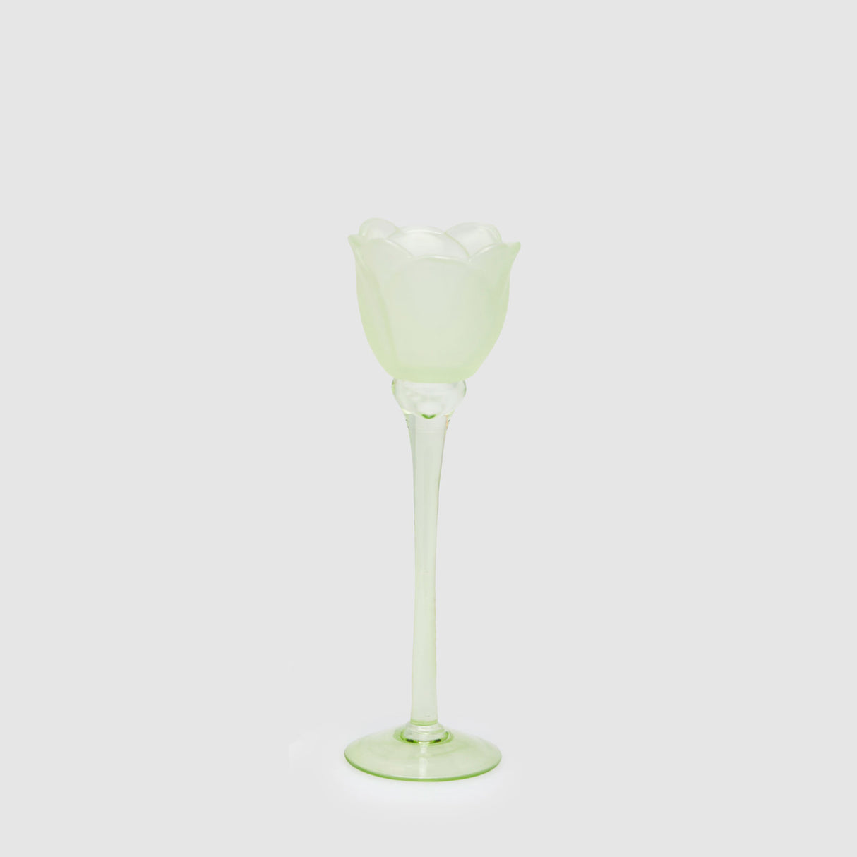 Portacandela Tulipano EDG in vetro satinato verde 28x8,5 cm