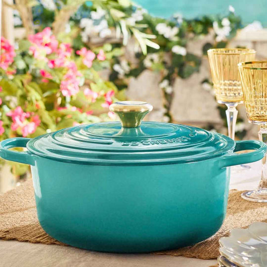 Cocotte Le Creuset rotonda in ghisa smaltata blu Riviera