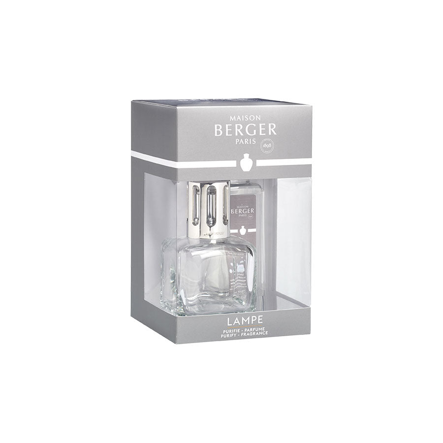Lampada catalitica Lampe Berger in vetro colorato forma cubica 13 cm