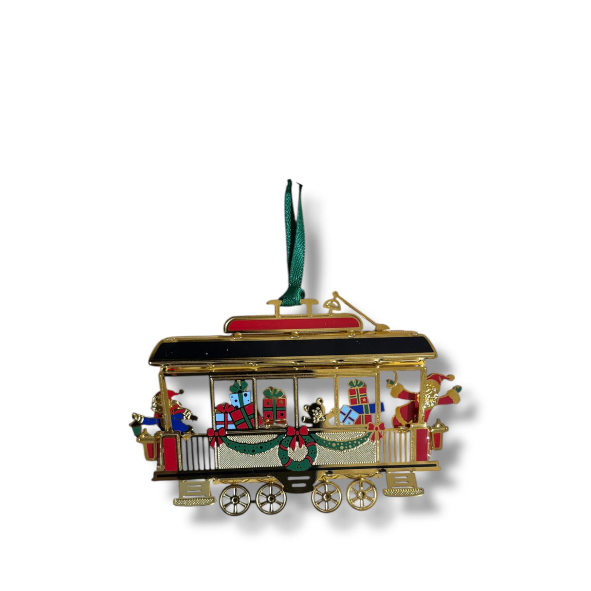 Pendaglio Tram di Natale Palais Royal in metallo dorato 9x6 cm