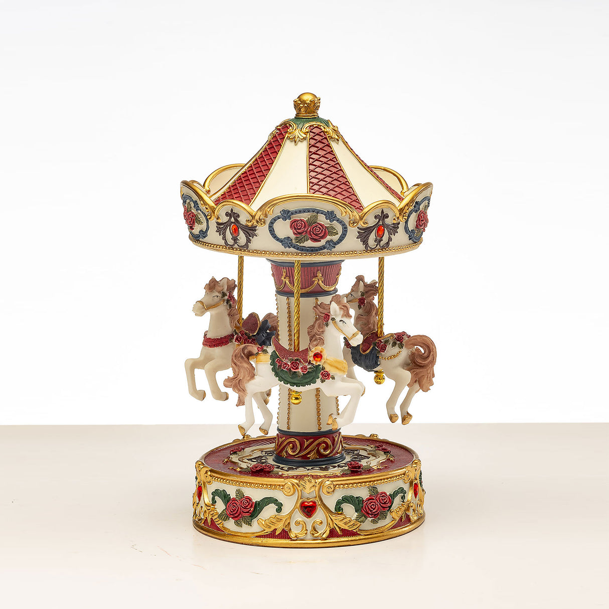 Carosello di Natale Noel by Lamart in resina bianco e oro 17,5 cm