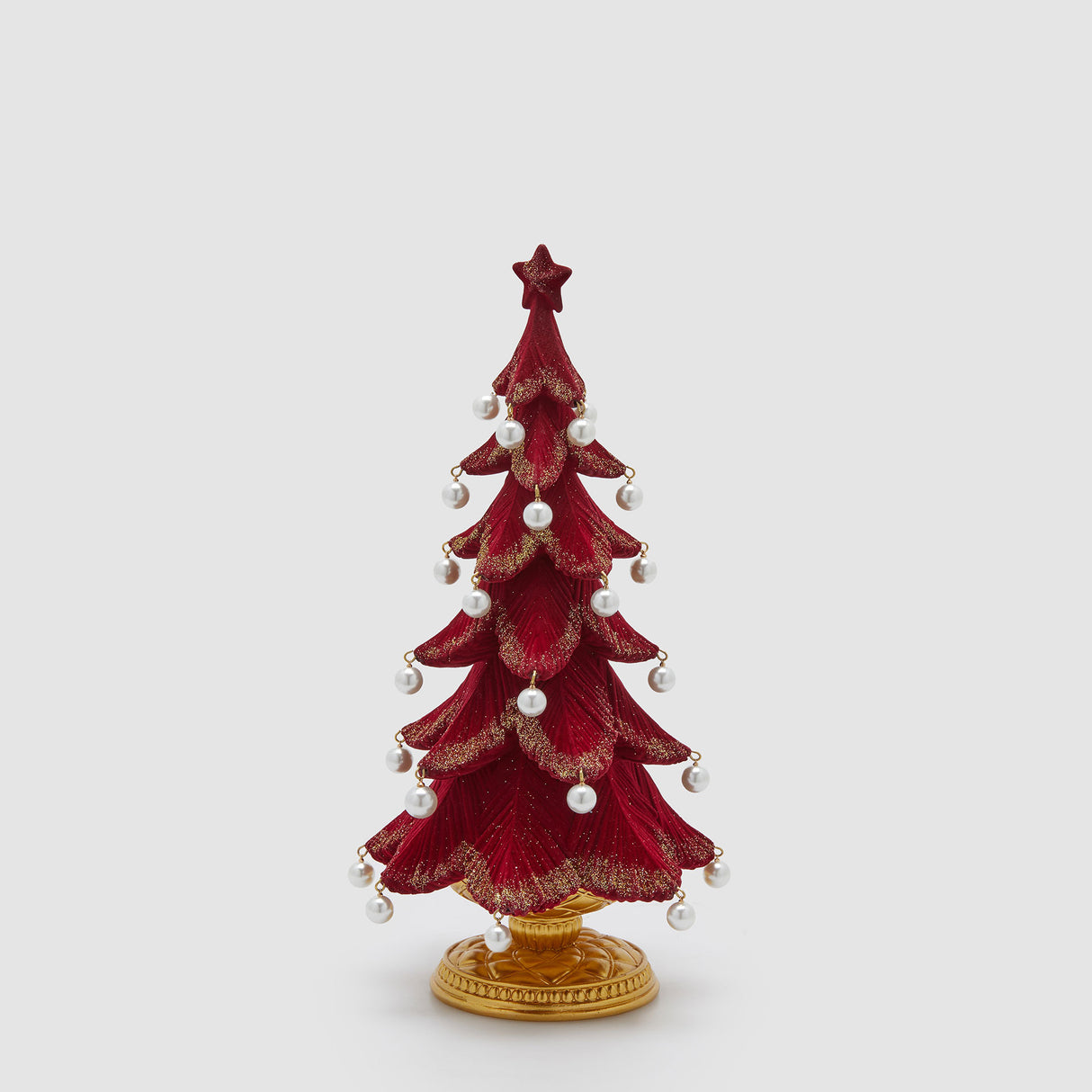 Albero di Natale EDG con perle in resina bordeaux 36x19 cm