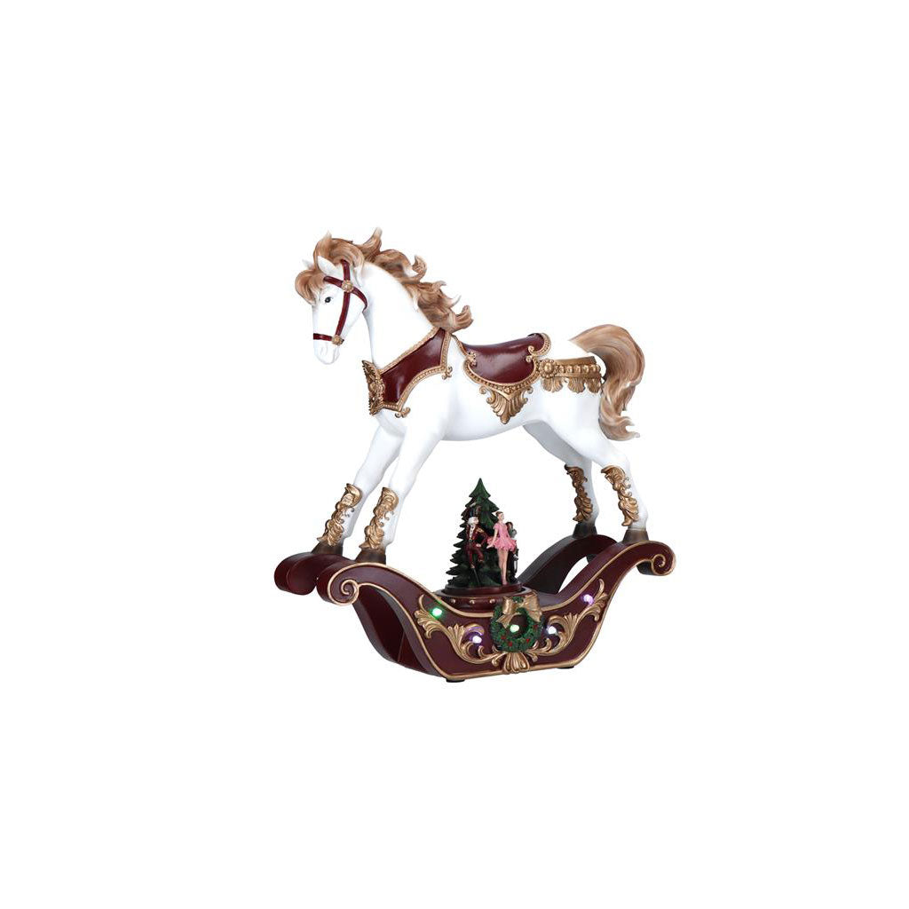 Cavallo a dondolo Timstor in poliresina con luci LED 37x33 cm
