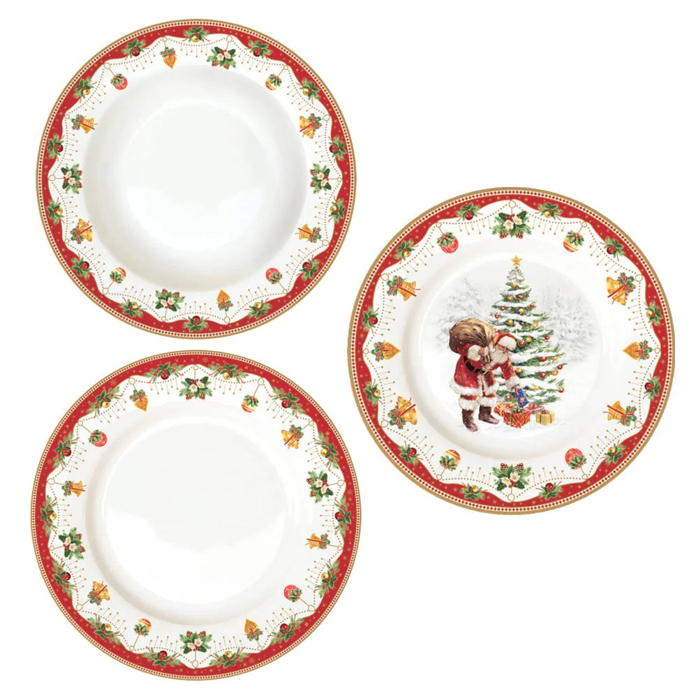 Servizio piatti Nostalgic Christmas Easy Life in porcellana 18 pezzi