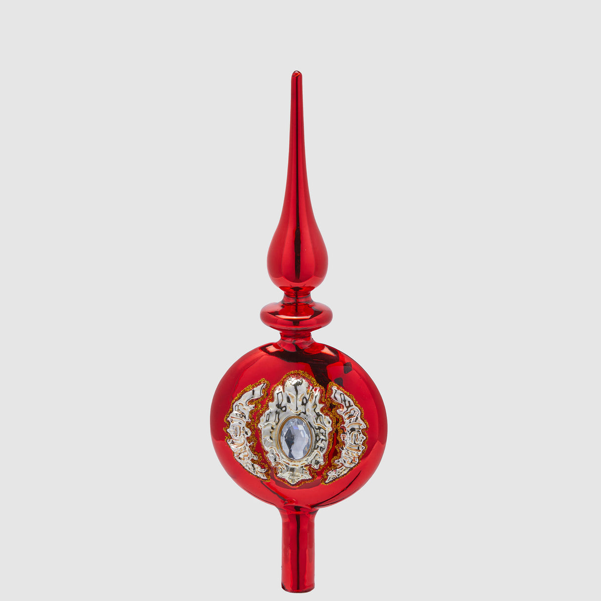 Puntale per albero di Natale EDG in vetro rosso con gemma 31 cm