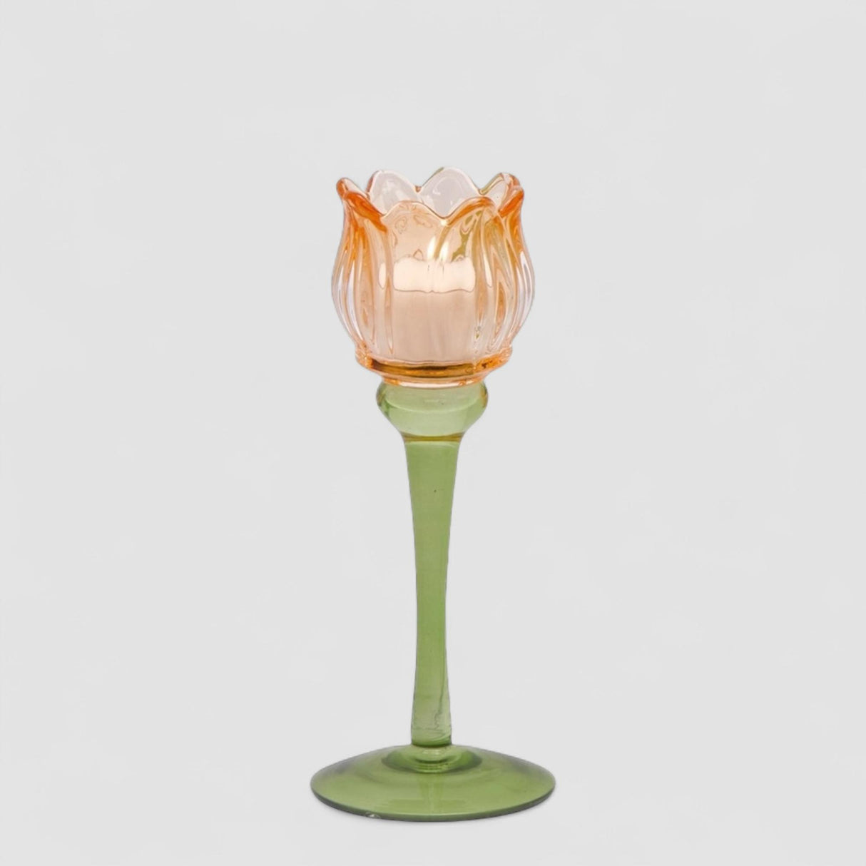 Portacandela Tulipano EDG in vetro arancio altezza 22 cm