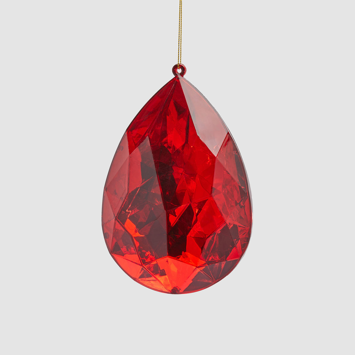 Addobbo Goccia Diamante EDG in vetro rosso 15x10 cm
