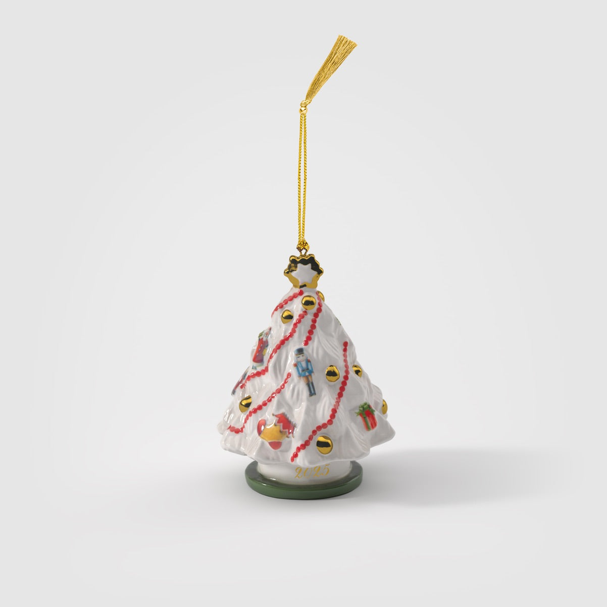Pendaglio Natale Villeroy & Boch in porcellana con decori dorati 10 cm