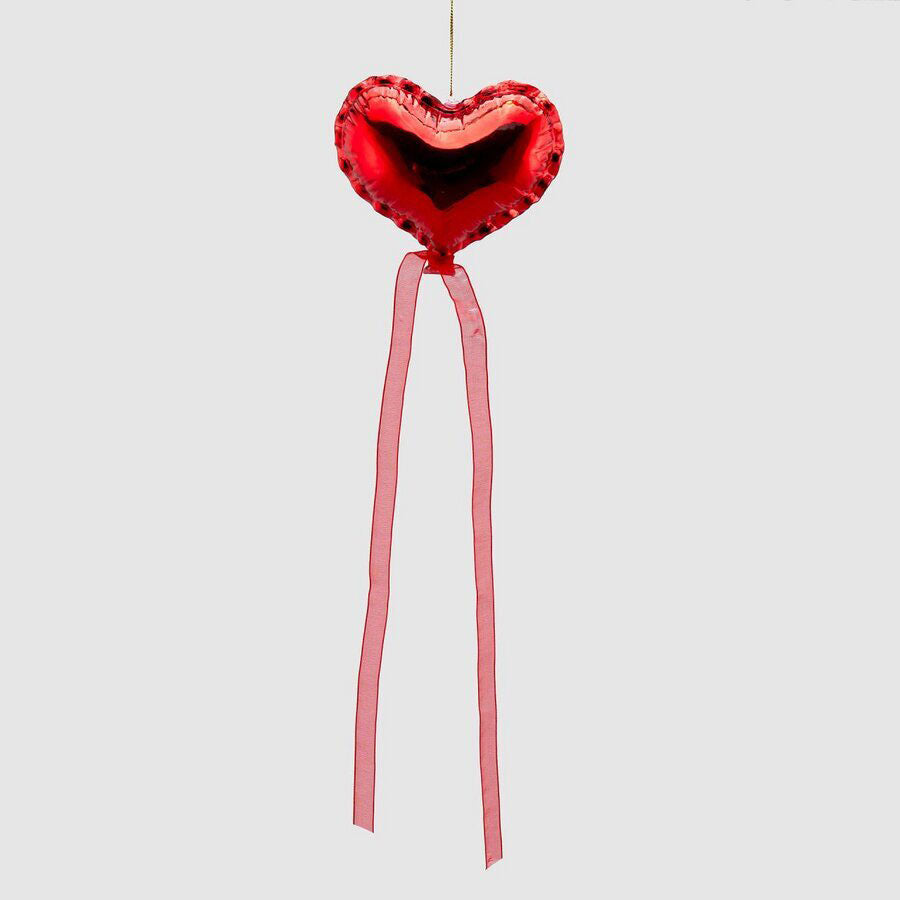 Pendaglio cuore EDG in vetro rosso decorazione albero Natale 12 cm
