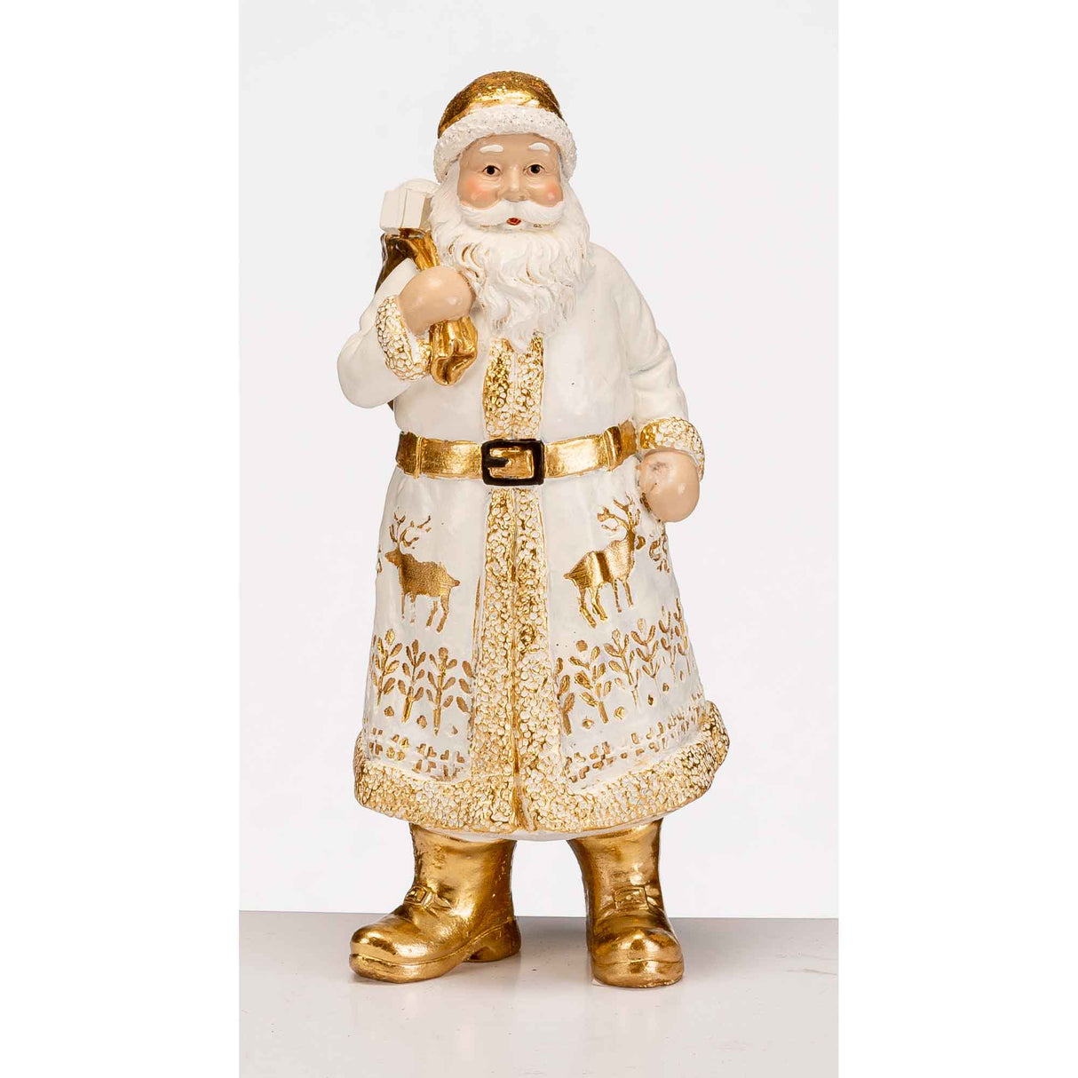 Statuina Babbo Natale con sacco Noel in resina decorativa 19 cm