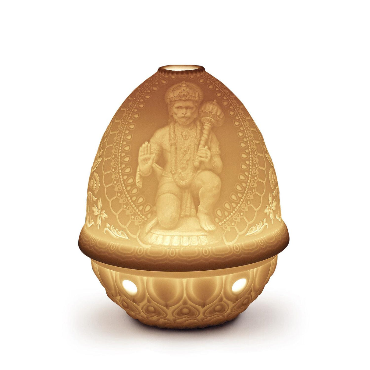 Litofania Hanuman Lladrò in porcellana traslucida incisa 12x9 cm