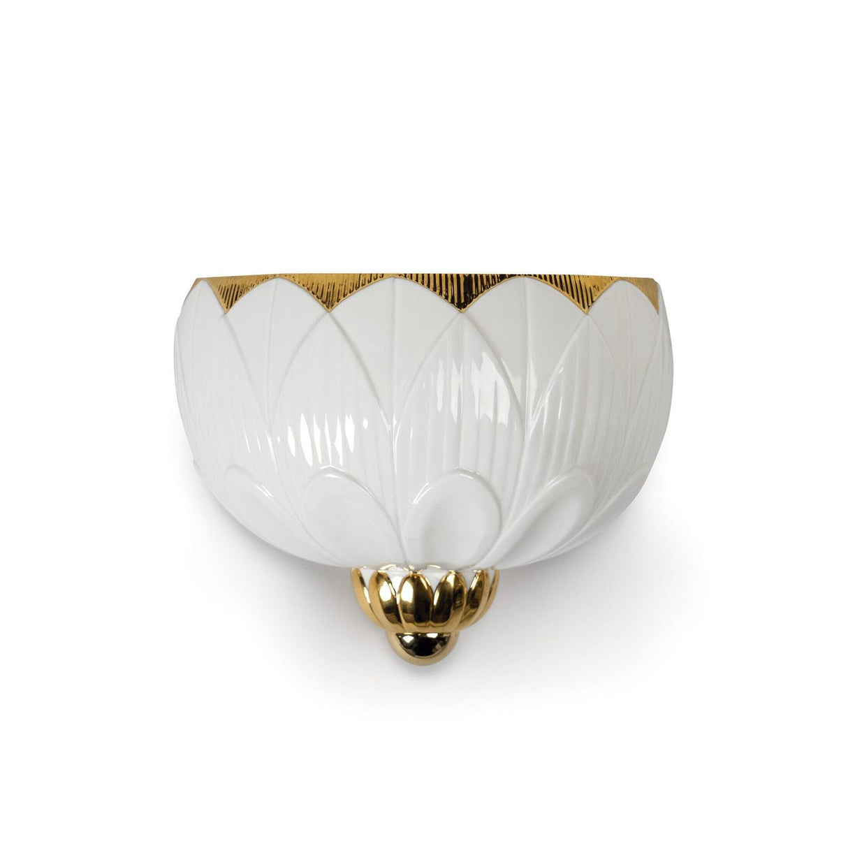 Lampada da parete Ivy & Seed Lladrò in porcellana bianca e oro 18x23 cm