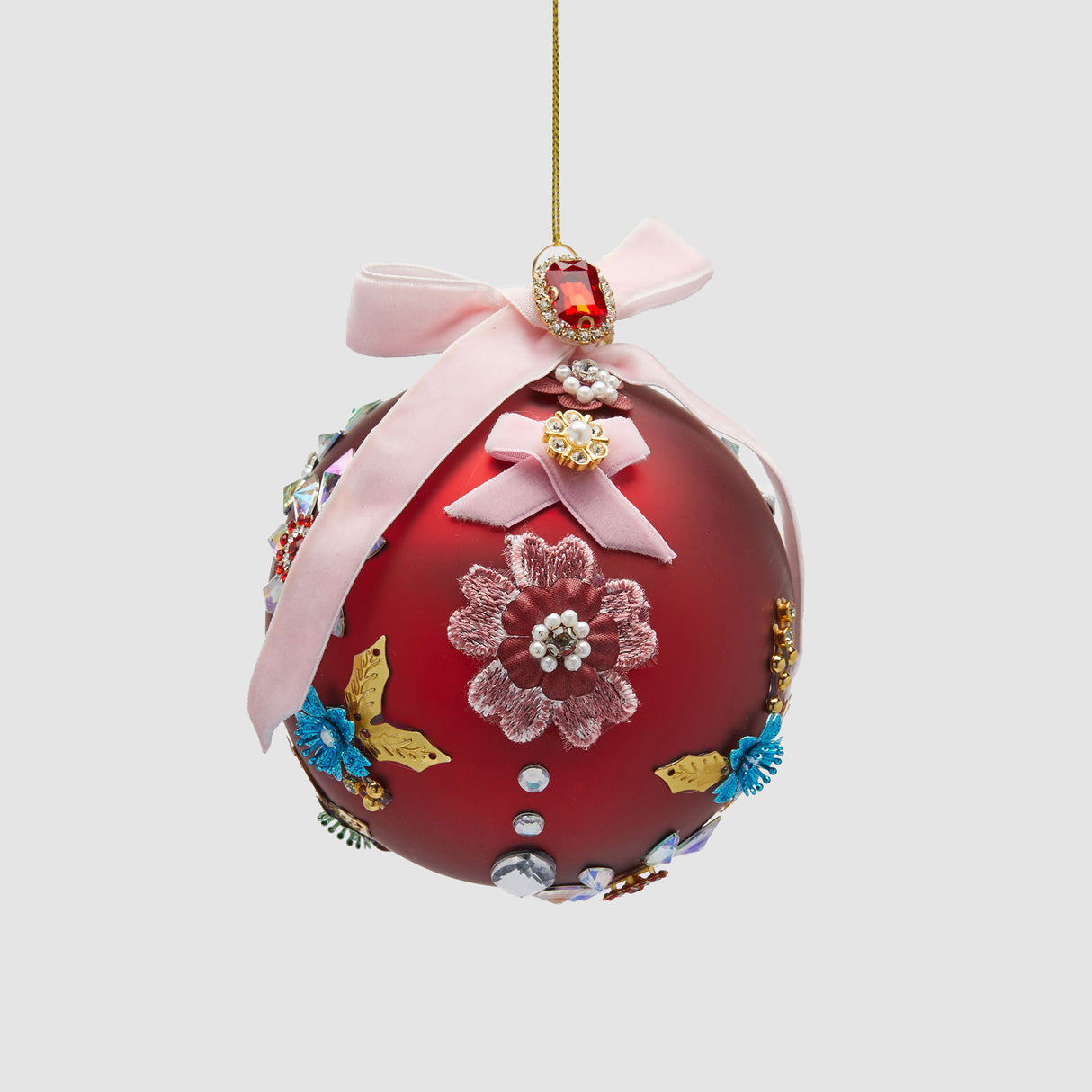 Pallina di Natale Boheme EDG in vetro decorato diametro 10 cm