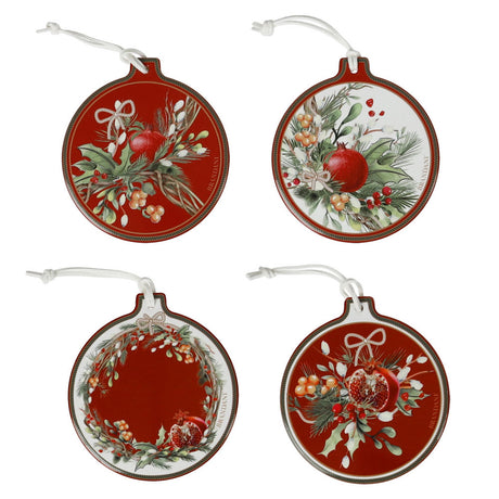 Set 4 sottomoka Brandani ceramica e sughero decoro natalizio 10x11 cm