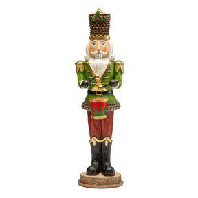 Schiaccianoci con tamburo Noel in legno verde decorato 41,5 cm