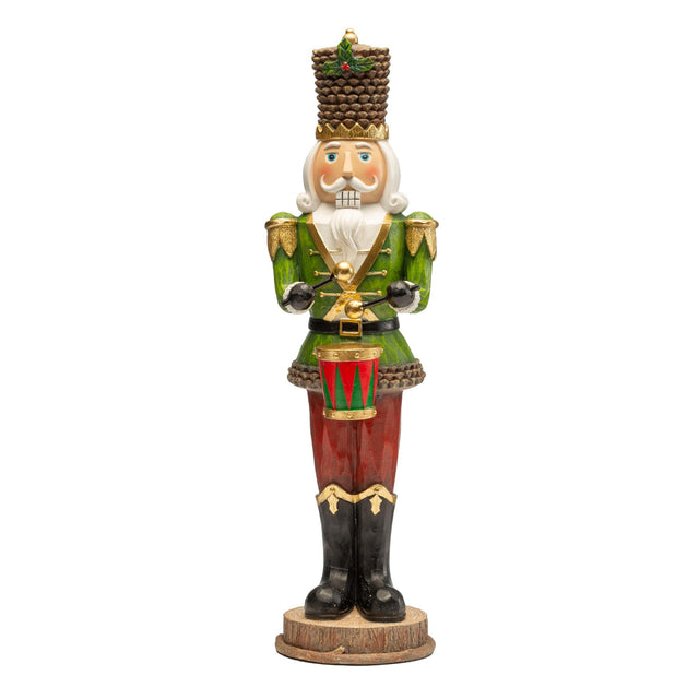 Schiaccianoci con tamburo Noel in legno verde decorato 41,5 cm