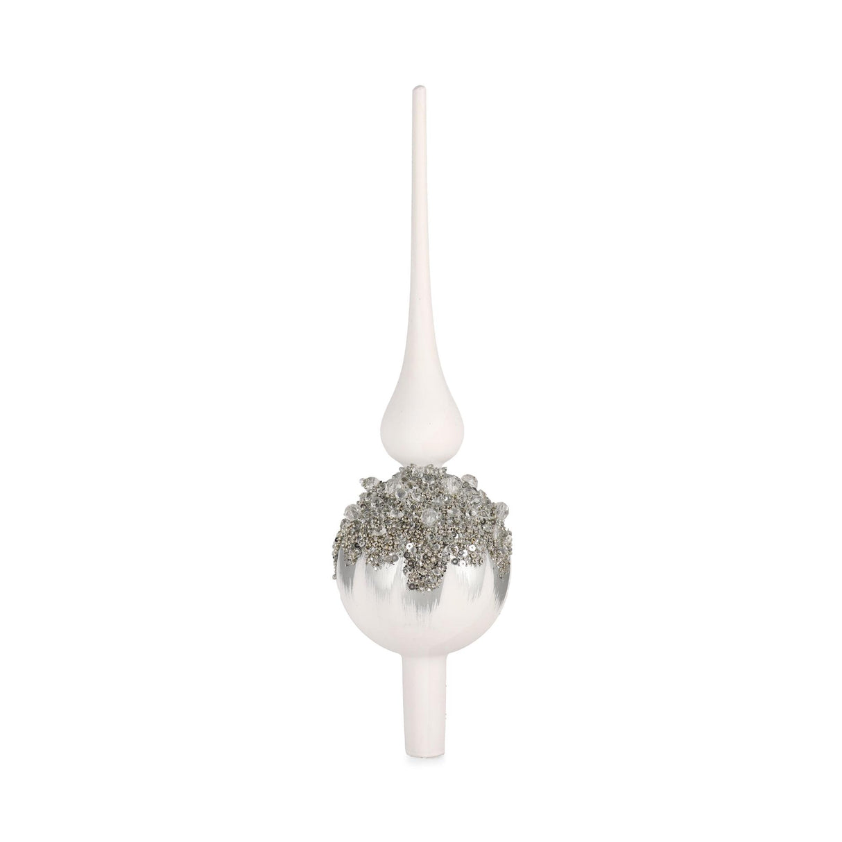 Puntale per albero di Natale Bizzotto in vetro bianco 30 cm