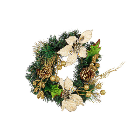 Ghirlanda di Natale Bizzotto in poliestere color champagne 35 cm