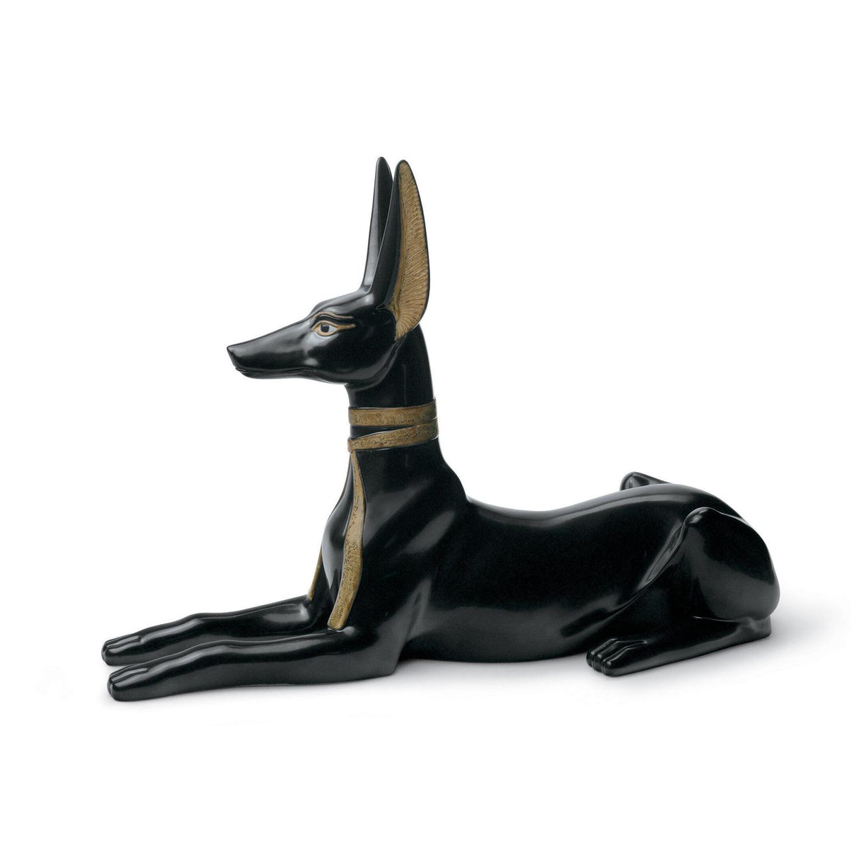 Statuetta Anubi Lladrò in porcellana raffigurante divinità egizia 36x52 cm