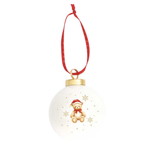 Pallina di Natale Orsetto Easy Life in porcellana decorata 7 cm
