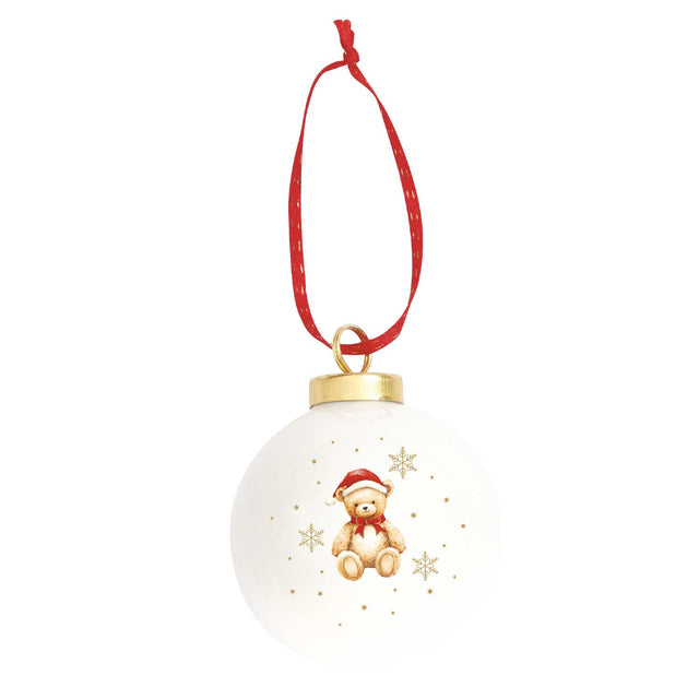 Pallina di Natale Orsetto Easy Life in porcellana decorata 7 cm