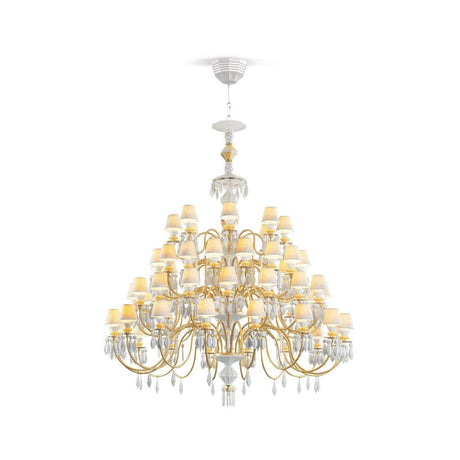 Lampadario Belle De Nuit Lladrò in porcellana finitura oro 175x110 cm