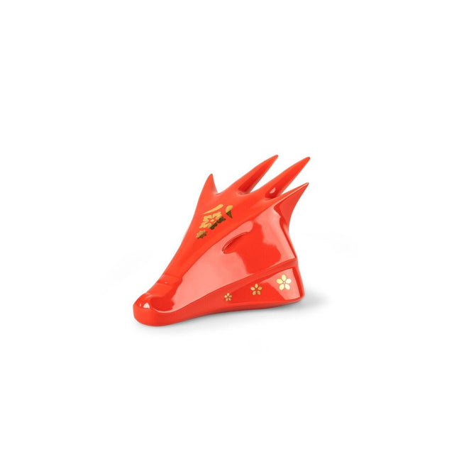 Scultura Il Drago Rosso Lladrò in porcellana colorata 13x16 cm