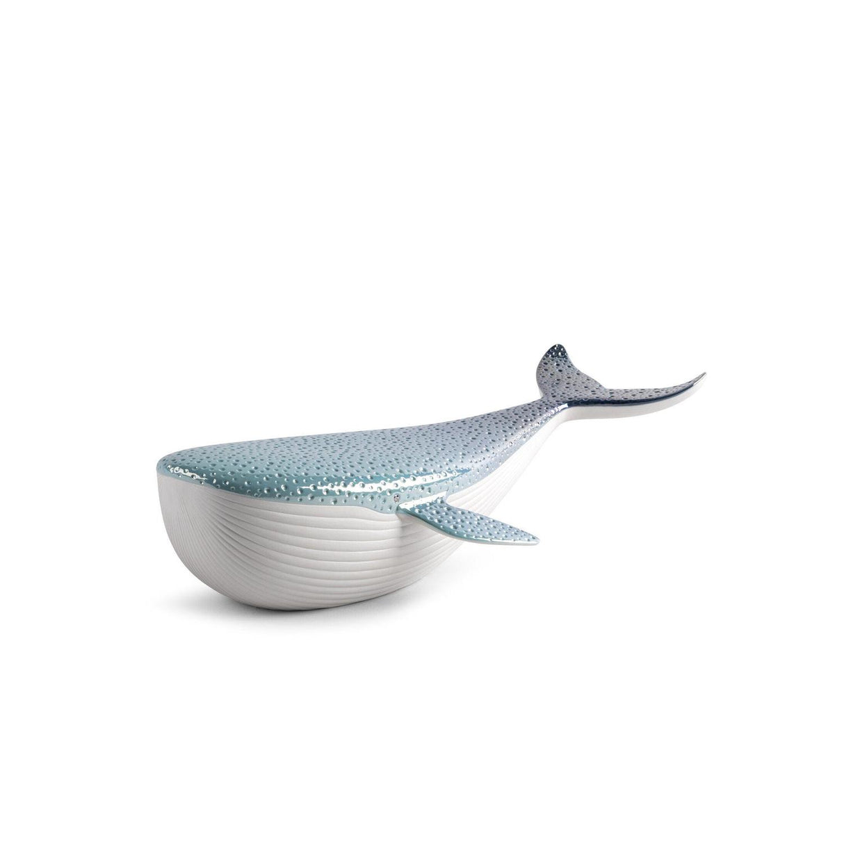 Scultura balena Lladrò in porcellana opaca e lucida 13x48 cm