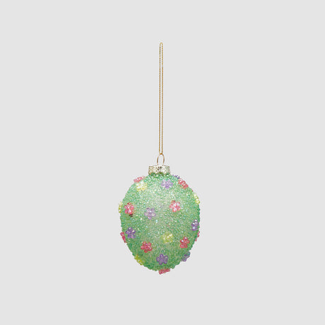 Uovo di Pasqua da appendere EDG in vetro con decori floreali 8 cm