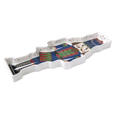 Vassoio sagomato soldatino Easy Life in porcellana 36,5x14 cm Natale