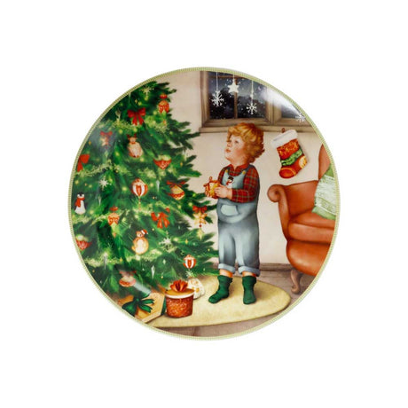 Piatto Cuccioli Bimbo Alberello Brandani in porcellana decorata 30 cm