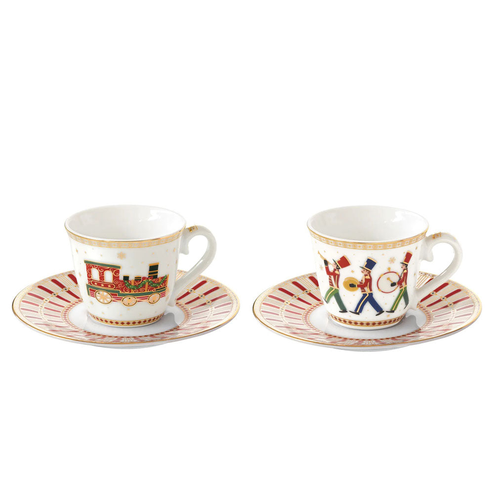 Set 2 tazzine caffè Easy Life in porcellana decoro natalizio 80 ml