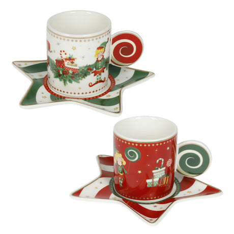 Set 2 tazze tè Elfomagia Brandani in porcellana decorata 170 ml