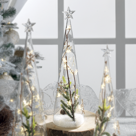 Albero di Natale Mascagni Casa in vetro illuminato a LED 29 cm