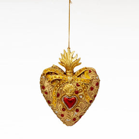 Pendaglio cuore Ex Voto Palais Royal in resina oro e rosso 14 cm