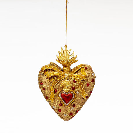 Pendaglio cuore Ex Voto Palais Royal in resina oro e rosso 14 cm