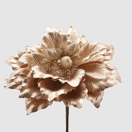 Fiore di magnolia EDG in materiale metallizzato color oro 28 cm