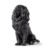 Scultura Leone Maestoso Lladrò in porcellana nera opaca 43x25 cm