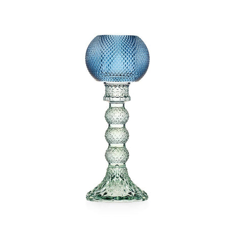 Candeliere Atena Emò Italia in vetro colorato verde e blu 21x8 cm